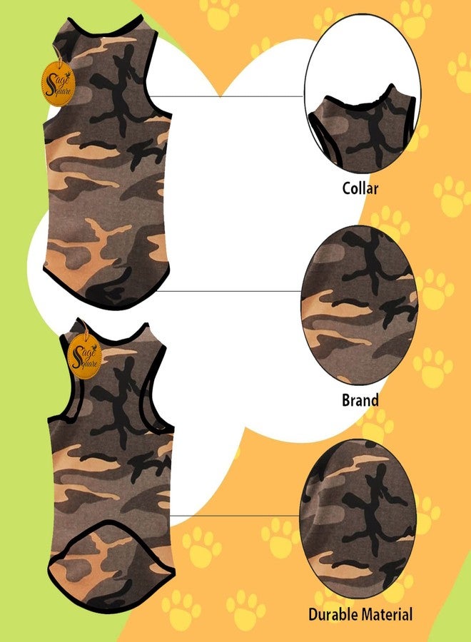 Sage Square Adorable Sleeveless Cotton Dog T-Shirt - Breathable & Fashionable Apparel for Your Dog, Puppy (Army Khakhi) (Medium-16inch) - Image 3